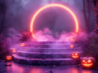 Halloween pumpkins in a mystical atmosphere