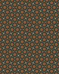 Decorative dark brown and black tiled geometric artwork with seamless repeating  pattern