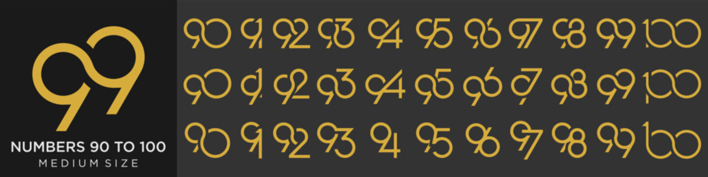 collection of creative number 90 to 99 logo designs. abstract number design vector illustration