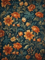 Vintage nature floral wallpaper pattern design, textured texture