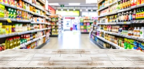 A supermarket aisle with white floors