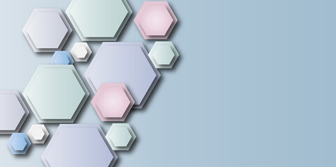 Vector hexagon banner design background with hexagon pattern. Digital futuristic banner technology concept background. Design for science, banner, medicine or technology background.