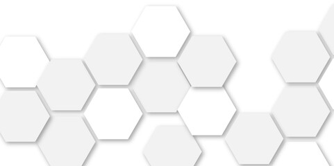 Vector abstract white technology hexagon background. Digital futuristic banner technology concept background. Geometric hexagon. Computer network concept.