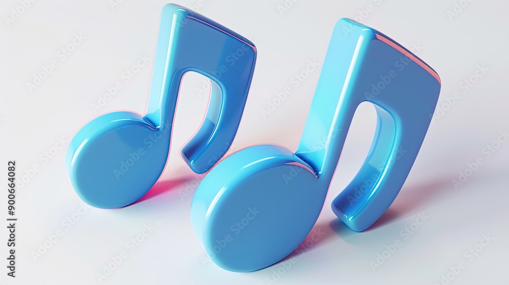 Poster stylized music notes in bright blue on a clean white background creating a striking visual appeal