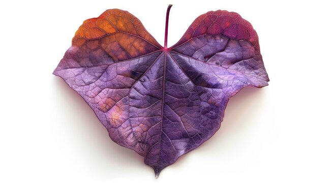 A vibrant purple leaf with intricate details, showcasing nature's beauty and a unique heart shape, perfect for artistic projects.
