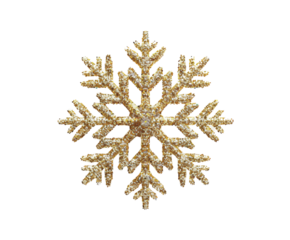 Gold glitter snowflake on white background