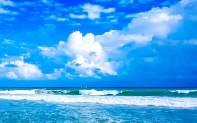 Tropical Caribbean beach sea clear water Playa del Carmen Mexico.