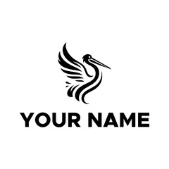 Obraz premium black pelican bird logo vector