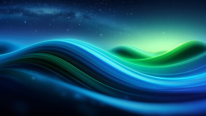 Abstract Wavy Lines Under a Starry Sky