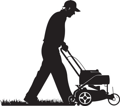 recommend clip art: Man Using Lawn Mower Icon Silhouette