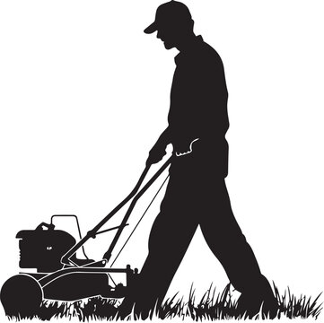 recommend clip art: Man Using Lawn Mower Icon Silhouette