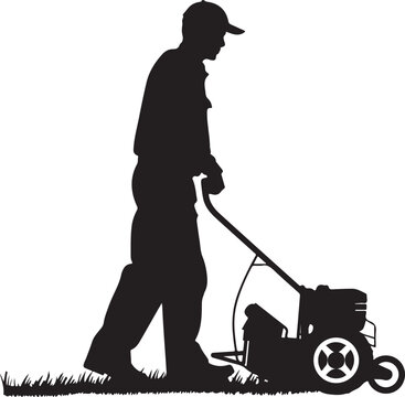 recommend clip art: Man Using Lawn Mower Icon Silhouette