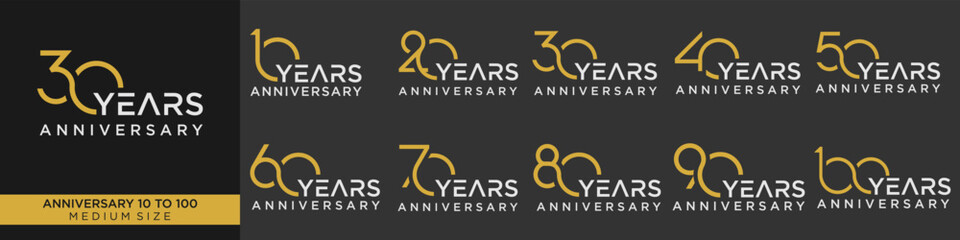 collection of creative number 10 to 100 logo designs. abstract number design vector illustration