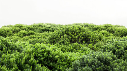 Dense, lush green bushes forming a natural landscape with a variety of textures and shades of green, creating a serene and vibrant outdoor scene.