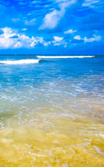 Tropical Caribbean beach clear turquoise water Playa del Carmen Mexico.