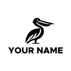 black pelican bird logo vector