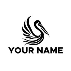 Fototapeta premium black pelican bird logo vector