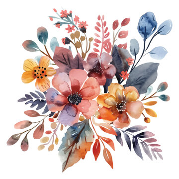 recommend clip art: Floral flower leaves tree branches wreath wedding invitation hand drawn watercolor design resources elements