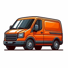 Modern Cargo Van flat vector illustration isolated on a white background