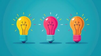 Vivid Creative Thinking: Flat Design Lightbulb Icons