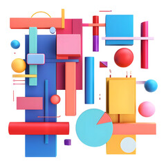 Colorful rectangular infographic elements on transparent background