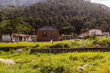 View of houses in Kilembe village, Uganda