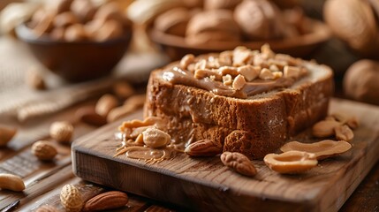 Bread with delicious peanut jam topping, Cake with delicious peanut jam topping