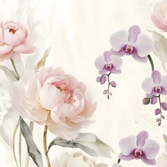 Fototapeta premium Elegant Floral Watercolor Background, created with generative AI technology 
