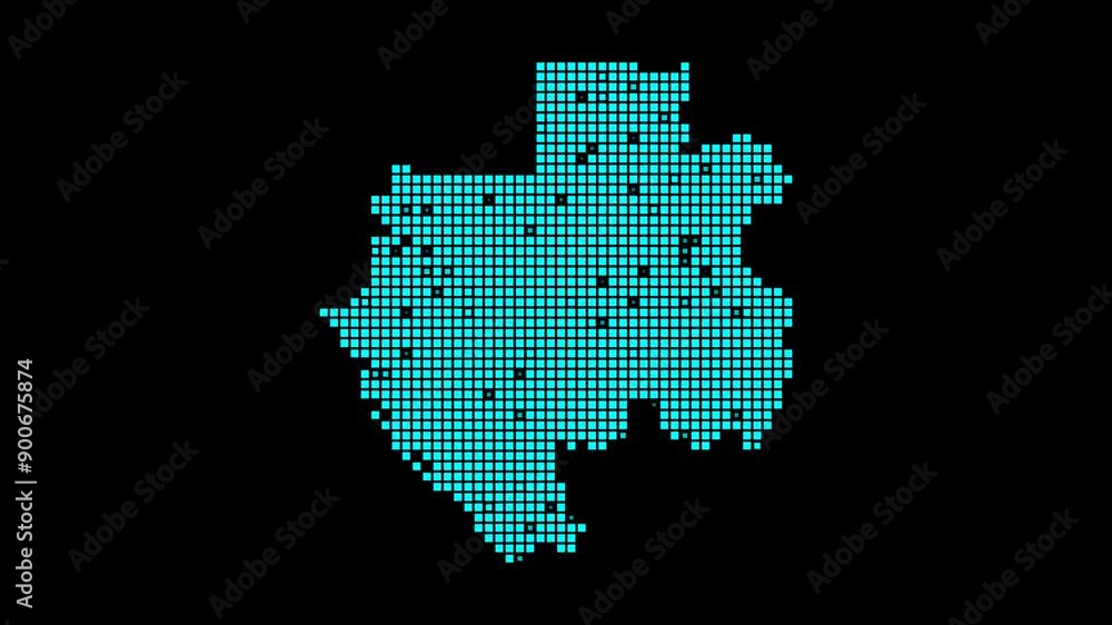 Poster gabon digital map. map of gabon in dotted style. shape of the country filled with rectangles. powerf