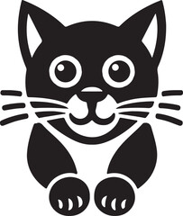Black Cat Set Isolated White Background, Vector Illustration