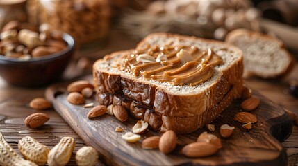 Bread with delicious peanut jam topping, Cake with delicious peanut jam topping