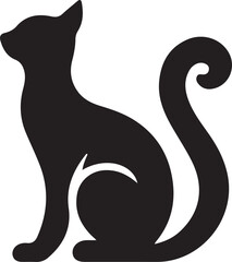 Black Cat Set Isolated White Background, Vector Illustration
