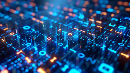 Abstract Digital Data Binary Code Background for AI, Symbolizing Technology, Information, and Cybersecurity.