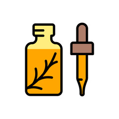 Aromatherapy concept. Dropper, bottle with pipette simple color icon. Beauty essence, serum or essential oil. Vector illustration for beauty shop.