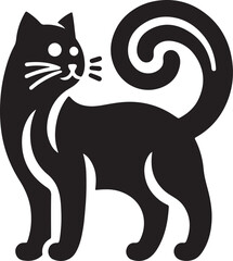Black Cat Set Isolated White Background, Vector Illustration