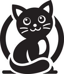 Black Cat Set Isolated White Background, Vector Illustration
