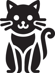 Black Cat Set Isolated White Background, Vector Illustration