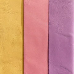 Fototapeta premium Colorful fabric texture. An abstract minimalist background featuring Golden Yellow, Warm Pink, and Soft Purple. Clean composition and vibrant color palette, perfect for modern designs.