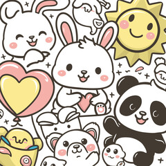 cat kawaii coloring book illustration