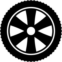 Fototapeta premium Tire icon. Car vehicle automobile tire alloy wheel with rim vector illustration isolated on white background. Tire and rim for motorcycle or moped. Black rubber wheel tire