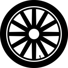 Obraz premium Tire icon. Car vehicle automobile tire alloy wheel with rim vector illustration isolated on white background. Tire and rim for motorcycle or moped. Black rubber wheel tire