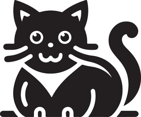 Black Cat Set Isolated White Background, Vector Illustration