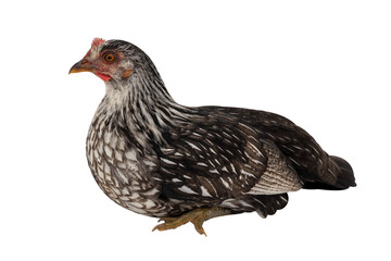 Colorful hen lying down isolated on transparent background
