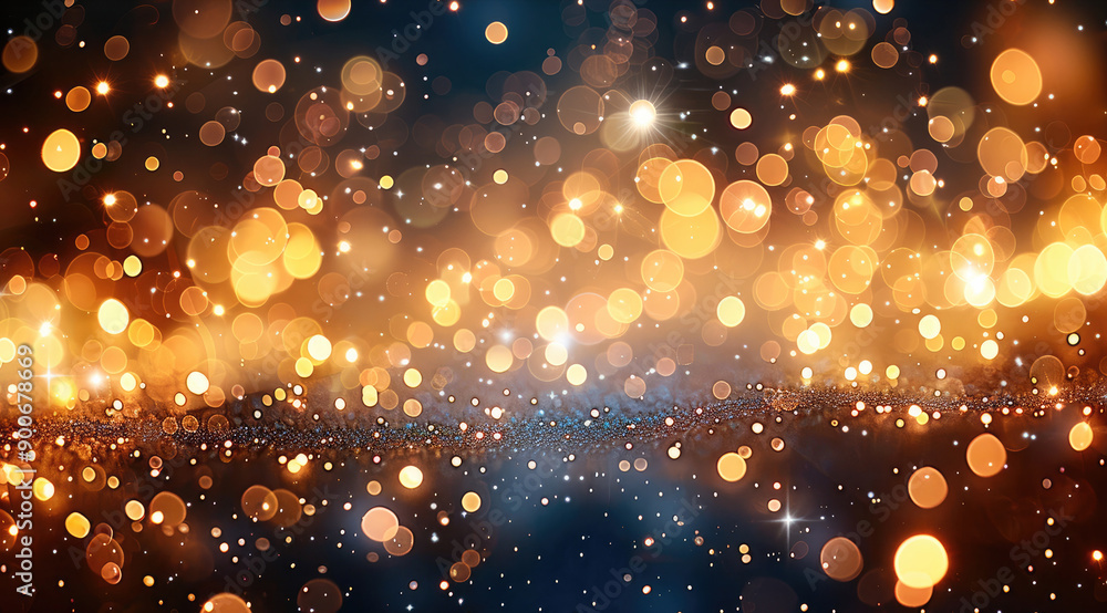 Fototapete blurred background of white and gold lights for wedding or festive greeting card design. abstract bo