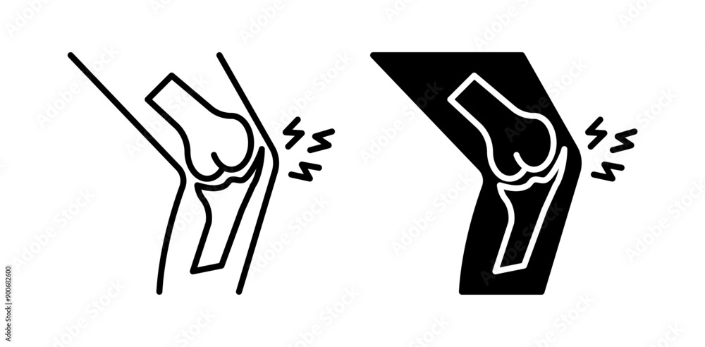 Wall mural arthritis pain vector icon set in black color.