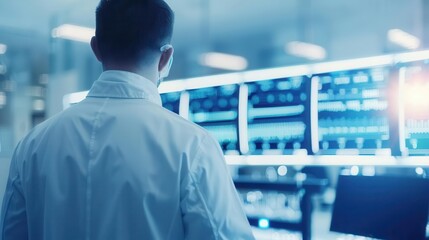 Futuristic biotech lab with glowing digital interfaces, Laboratory Biotech, advanced scientific environment