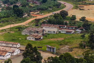 Aerial view of Kilembe copper mine buildings, Uganda