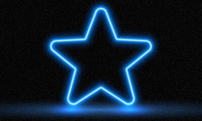 Obraz premium Vector 3d render, star glowing in the dark, pink blue neon light, illuminate frame design. Abstract cosmic vibrant color backdrop. Glowing neon light. Neon frame with rounded corners. 