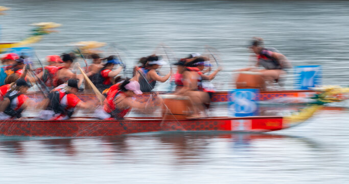 Traditional dragon boat racing, in China, coincides with the 5th day of the 5th Chinese lunar month. 