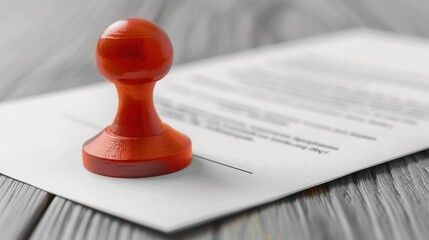 A vibrant red stamp rests on a document, symbolizing approval, authority, and official validation in a professional setting.